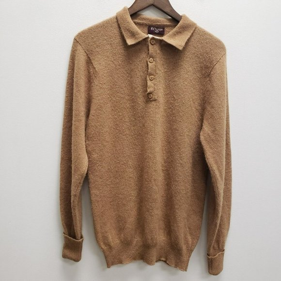 F.R. Tripler Other - Vintage FR Tripler Mens 100% Camel Hair Sweater Size L Brown Long Sleeve Collar